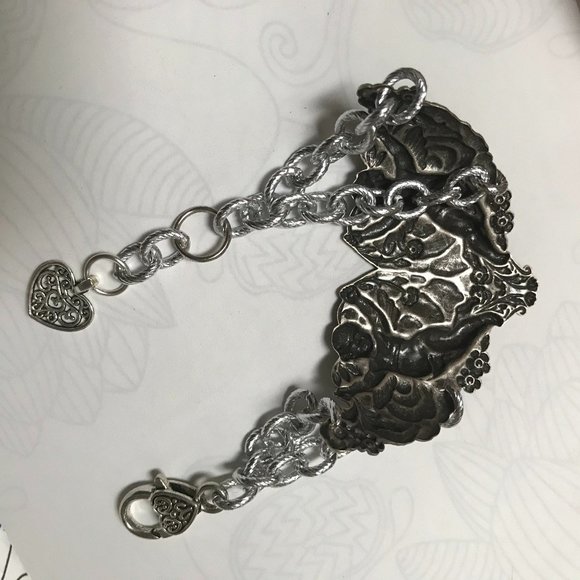 Cherub Chain Angel Bracelet Statement Goth Victorian Gothic Slave Cuff Link - Picture 11 of 12